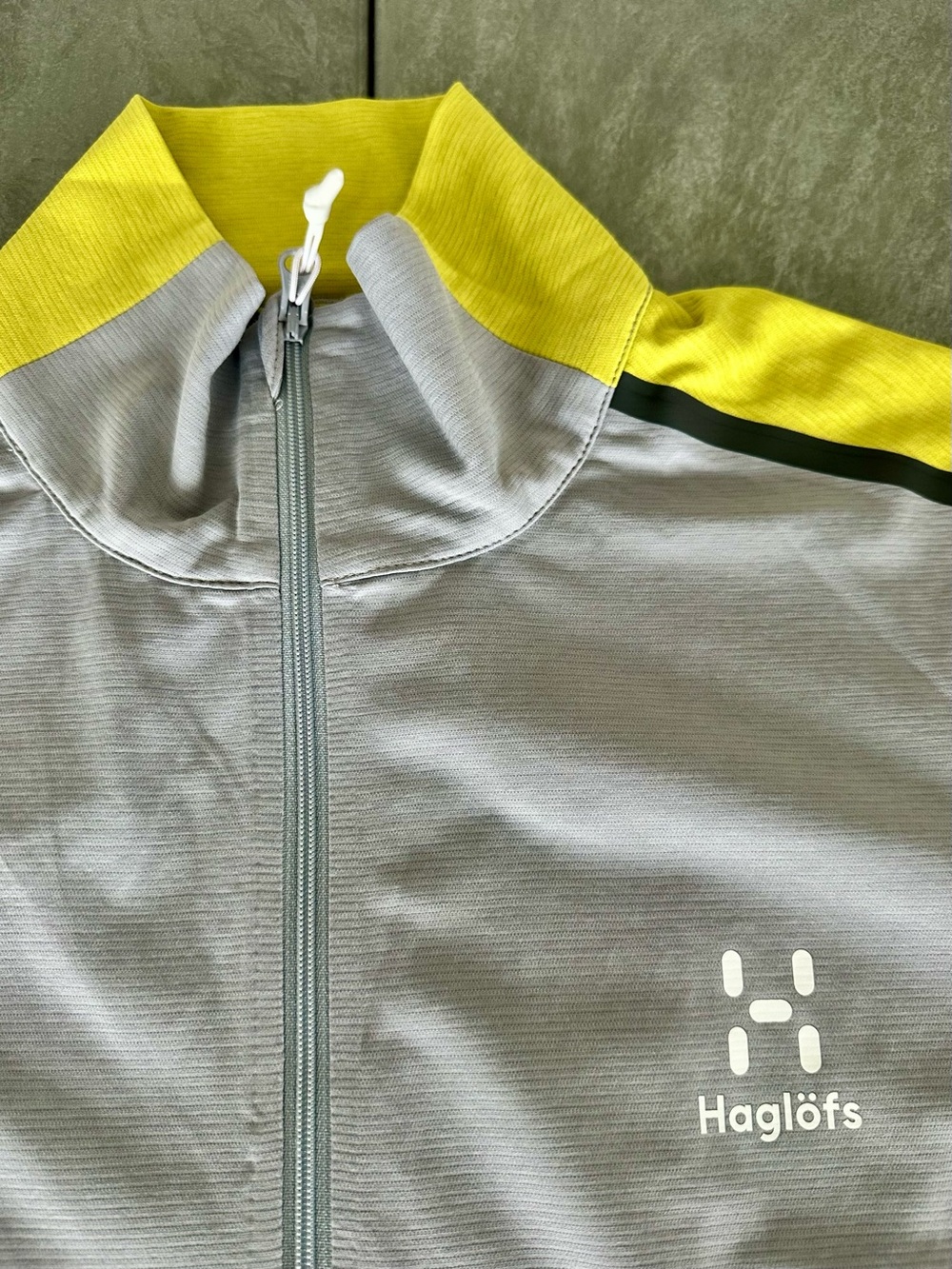 Haglőfs Men’s Half-Zip-Up Tech Hiking Shirt - Gray with Yellow Accents
